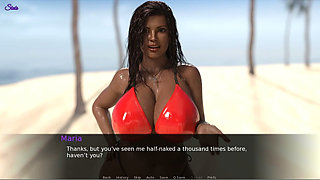 Wet Bikini Wearing Wife in Beach