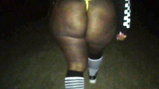 Dirty Diana Kicking Soccer Ball in Booty Shorts Night Time