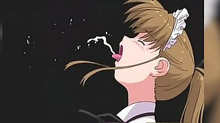 Maid in heels gives a sloppy blowjob while her slave gets collared and creamed