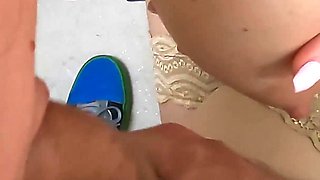 My Girlfriend Suck a Stranger Old Man in Public Train! Dick Flash Grinding