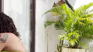 Solo Outdoors Squirting Bored on Holiday