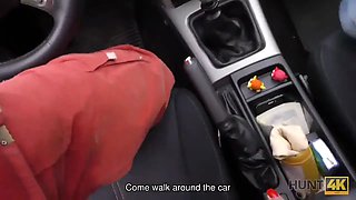 HUNT4K. Beauty fucked hard in car while BF received stack of cash