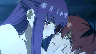 Unexpected hook-up between Fern and Stark under the starry sky in this anime parody