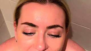 Blonde amateur blowjob POV in public