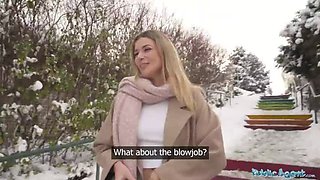 Blonde Babe Gives Hardcore Blowjob in Public