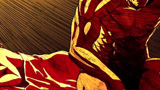 Thrilling animated showdown with fierce passion in a public arena