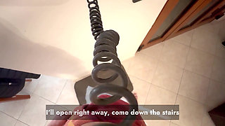 Dick Flash for Delivery Girl She Grabs It!