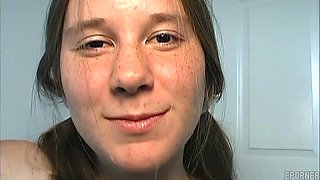 Alexia kneels with vintage teen passion in sultry ecstasy