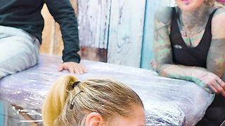 Tattooed Couple Fuck with Big Cocks Merry Gets Inked Foursome