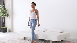 Casting ebony model lets black bull smash her pussy in a nice mix