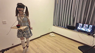 Hs021-an Asian Girl in School Uniform Was Disciplined