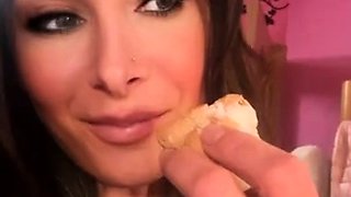 Brunette Stunner Rilynn Rae Jerks off a Hard Cock with a Toy