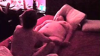 Bull wakes up wife while hubby watches remote camera cuckold bbw wife hotwife fat slut big dick stranger white bull