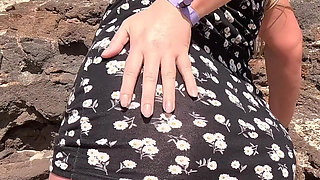 POV No Panties Under Short Dress on the Public Beach