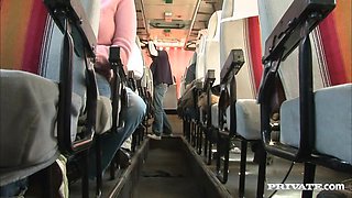 Amy Sits on the Bus near a Standing Man and Arouses Him for Sex - Private Porn Sex Videos