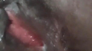 Closeup Fucking My Black Pussy with White Didlo