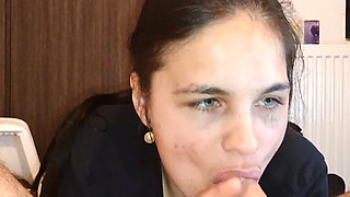 Step dad puts my mouth in his dick and fills my mouth with cum