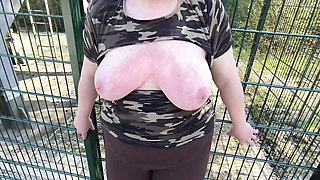 Tits and ass spanking outdoor