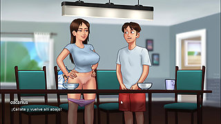 Stepsister having RISKY sex in the kitchen fast