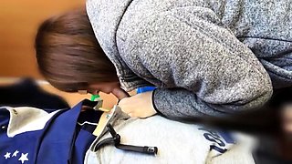 Real party amateur teen sucking cock POV in public