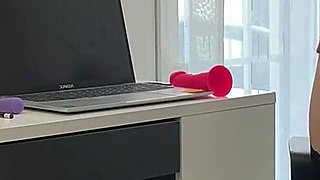 Busty Secretary Masturbates in the Office and Squirts!