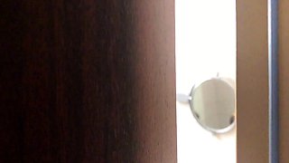 Naughty blonde teen in mini skirt masturbates in library