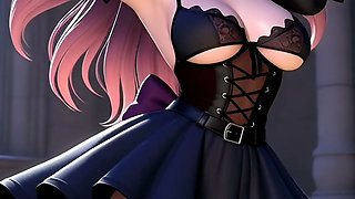 Hentai gothic girls with dyed hair showing off their big tits 2