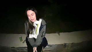 Geeky girl gets her vag claimed by a dick in public