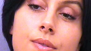 Hairy brunette Ansie Rocher toys her bushy pussy