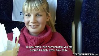 Hot Blonde Teen Rose Delight Gives Blowjob on Train - Public Sex POV