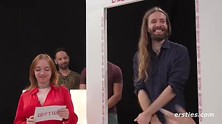 German Amateur Casting Part 3: Tinder FFM Threesome with Blue Hair Girl & Glasses - Blowjob, Foot Fetish & Leg Shaking Orgasm