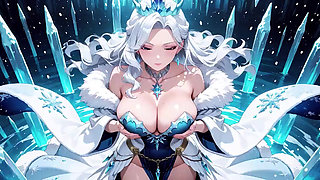Silver-Haired Ice Mage in a Crystal Hall! Casting magic while looking effortlessly cold, yet her lips are trembling.