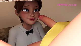 Personal Service ● Restaurant Bliss: Busty Waitress Sucks Shemale Cock Under Table