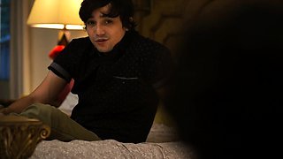 Hot brunette mia bangg gives pov blowjob before threesome