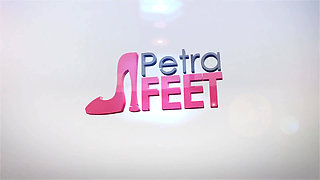 Hot Petra spreads her toes outdoor