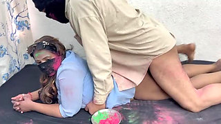 Stepsister and Stepbrother We Celebrate Holi