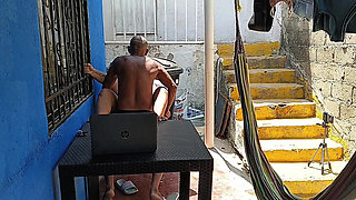 Outdoor sex with my horny, big-assed neighbor