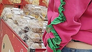 Crazy Rebeca Addams in Jeans Buttcrack at the Supermarket