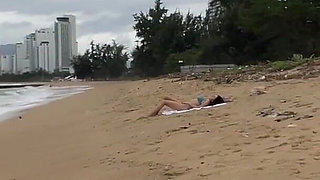 Babe Can I Cum on Your Tits? - Cock Flashing on the Beach