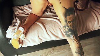 Mature with long nails and pierced pussy masturbates and makes herself with dildo and vibrator. , erotic, sensual