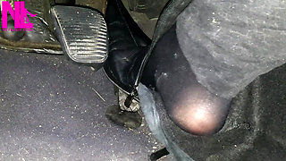 Pedal Pumping and Unzipping My Black Leather High Heeled Boots