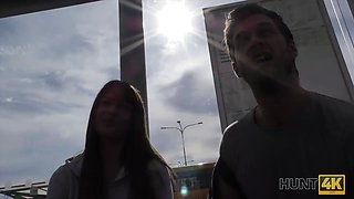 Hunt4k. Angella Christin from bus station comes to service