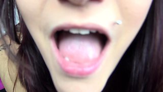 Homemade amateur riding cock cumshot swallow in lingerie