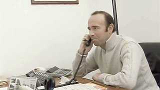 He Calls a South American Slut to Give Him a Blowjob in the Office.