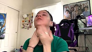 Fetish brunette bitch sucks on cock