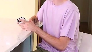 Hungry mummy thirsts a hefty pipe in her kitchen