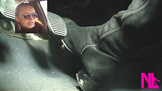 Driving Fast in Black Suede Knee High Boots