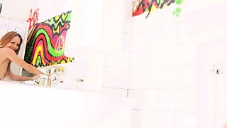 German skinny milf slut fucked in public toilet