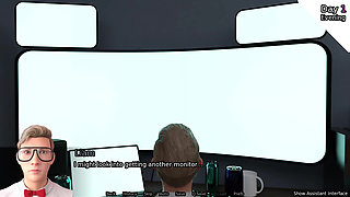 Sexbot Steph Route #1 Animated Porn Gameplay - Mixed Race Hottie Jerks off Nerd