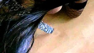 Tan stud gives a POV blowjob to his big cock